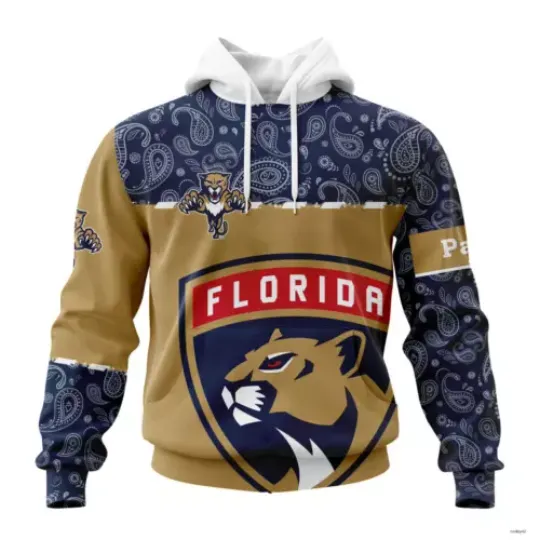 Custom Florida Panthers Hoodie Hockey Paisley Unisex Pullover Christmas Gift