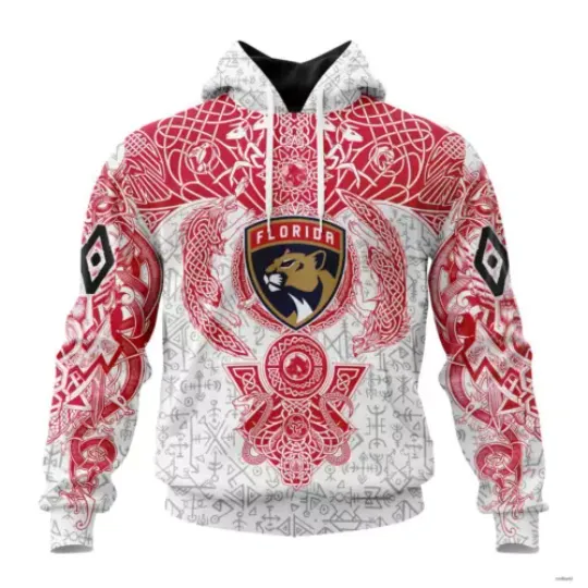 Custom Florida Panthers Hoodie Norse Viking Symbols Unisex Hockey Hooded Gift