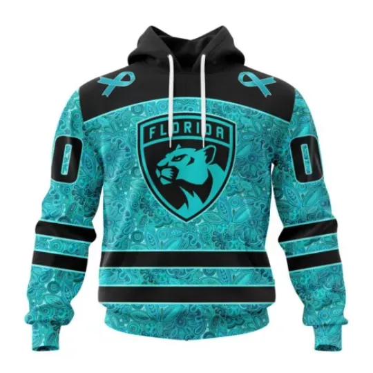 Custom Name Florida Panthers Fight Ovarian Cancer Unisex Hoodie Hockey Pullover