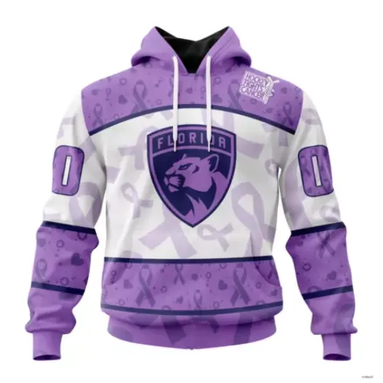 Customized Florida Panthers Hoodie Lavender Hockey Fights Cancer Christmas Gift