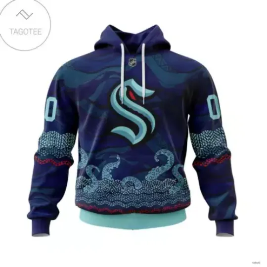Personalized Seattle Kraken Hoodie Native American Pattern Pullover Xmas Gift