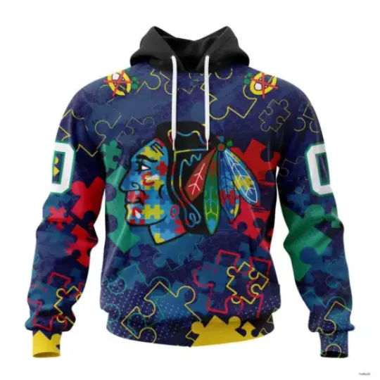 Personalized Chicago BlackHawks Hoodie Fearless Against Autism Unisex Xmas Gift