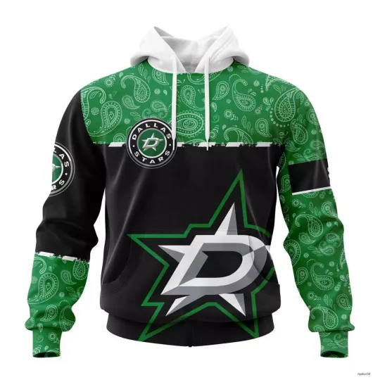 Personalized Dallas Stars Hoodie Pullover Paisley Pattern Hockey Team
