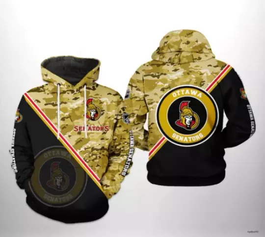 Ottawa Senators Hoodie Military Camo Hockey Team Hooded Christmas gift Unisex