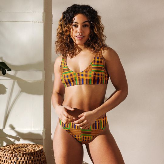 At The Nile | Kente Print | high-waisted bikini