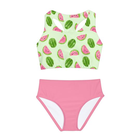 Girls Two Piece Swimsuit- Watermelon Pink Sugar
