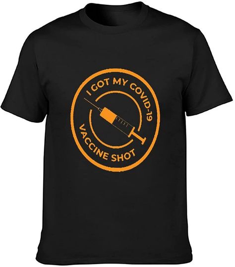 Weimisi I Got My Vaccine Round Neck T-Shirt, Casual and Versatile, Both Men and Women can wear