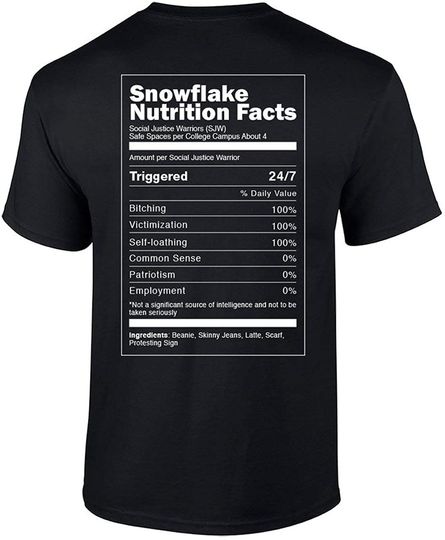 Political Snowflake Social Justice Warrior Facts Black T-Shirt
