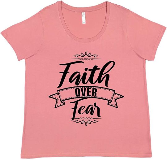 inktastic Cancer Awareness Faith Over Fear Women's Plus Size T-Shirt