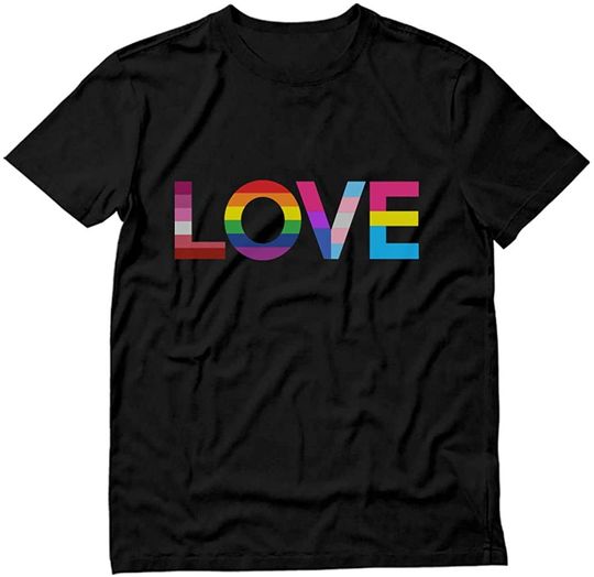Love is Love Gay Pride Top Rainbow Flag Heart LGBT T-Shirt