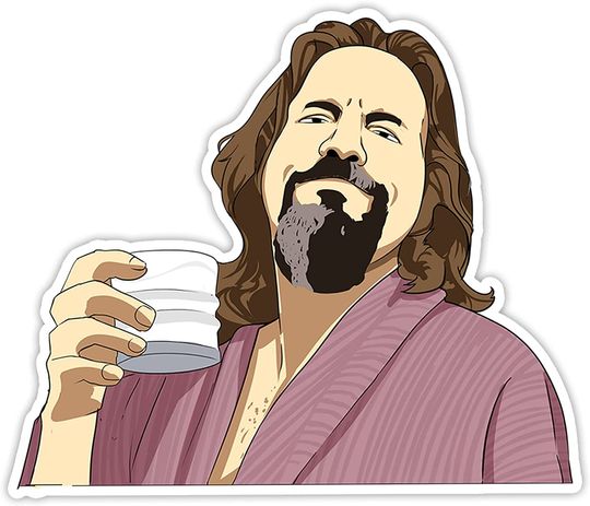 The Big Lebowski The Dude Careful Man There is a Beverage Here Sticker 3"