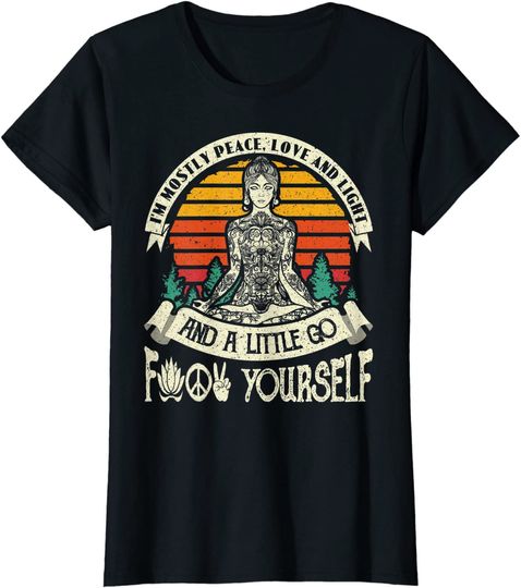 Womens I'm Mostly Peace Love And Light & A Little Go Yoga Hoodie