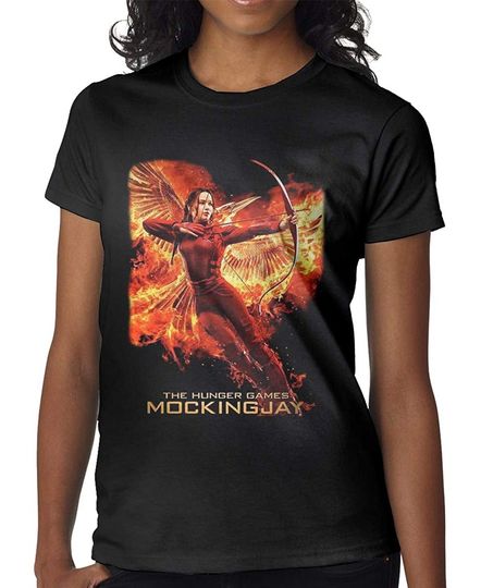 Fashion The Hunger Games Mockingjay Logo T Shirt for Woman Cotton Black