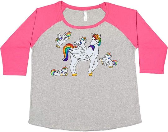 Cute Unicorn Family Women's Plus Size T-Shirt
