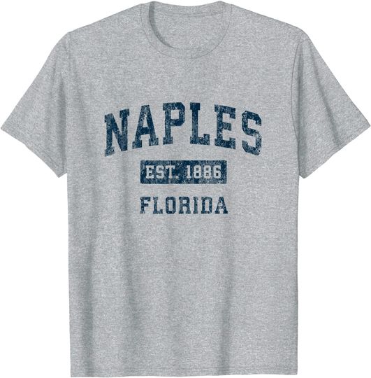 Naples Florida FL Vintage Sports Design Navy Print Long Sleeves