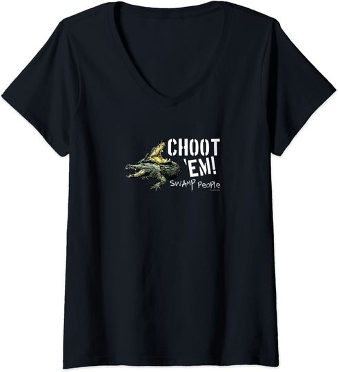 Womens HISTORY Swamp People "Choot 'Em!" V-Neck T-Shirt