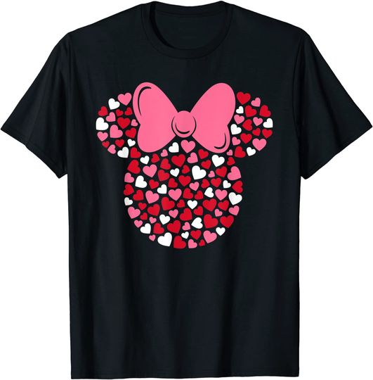 Disney Minnie Mouse Icon Pink Hearts Valentine's Day T-Shirt