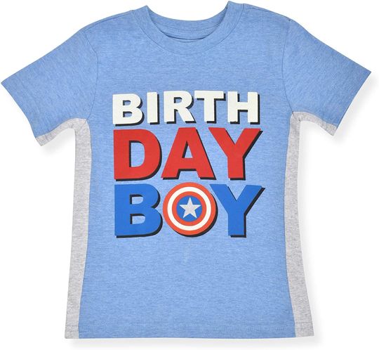 Marvel Kid's Captain America Birthday Boy Party Outfit Tee Shirt