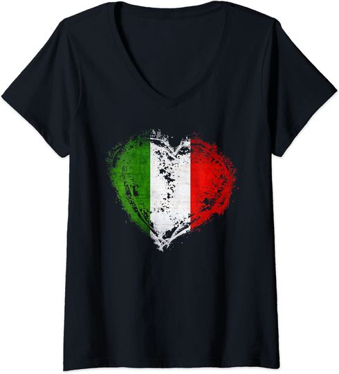 Vintage Italy Heart Shape Italian Flag Long Sleeves