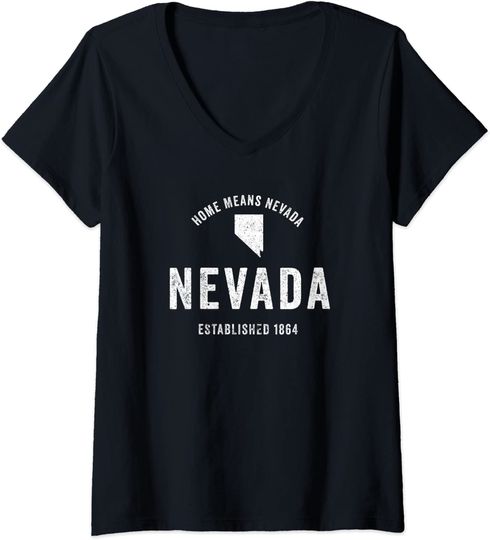 Discover Womens Nevada State Home State Retro Distressed Long Sleeves