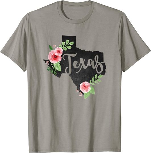 Floral Texas Chalkboard Watercolor Flowers Home State T Shirt