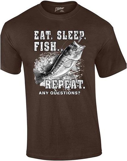 Fishing Eat Sleep Fish Repeat Funny Outdoors Novelty Short Sleeve T-Shirt