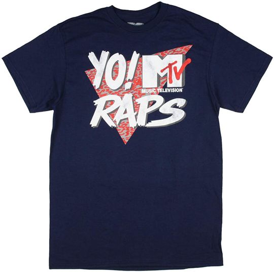 MTV Music Television Men's Yo! Raps Distressed Vintage Logo Adult Short Sleeve T-Shirt