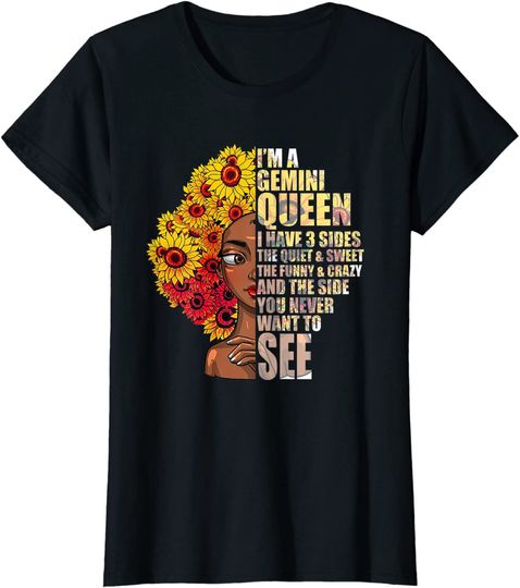Womens Gemini Queen I have 3 sides birthday funny Gemini Zodiac Long Sleeves