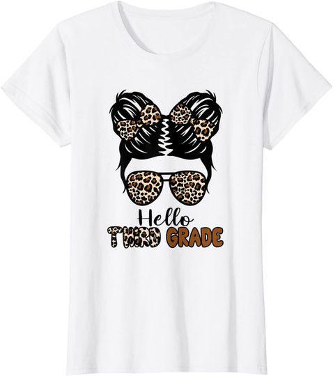 Discover Kids Hello Third Grade Messy Bun Girls Long Sleeves