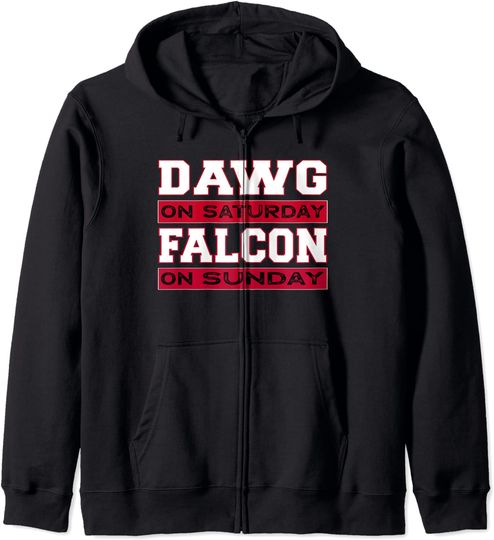 Dawg On Saturday Falcon On Sunday GA Sports Fans Gift Zip Hoodie