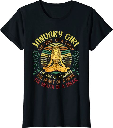 Discover January Girl Gypsy Soul Vintage Birthday Yoga January Hoodie
