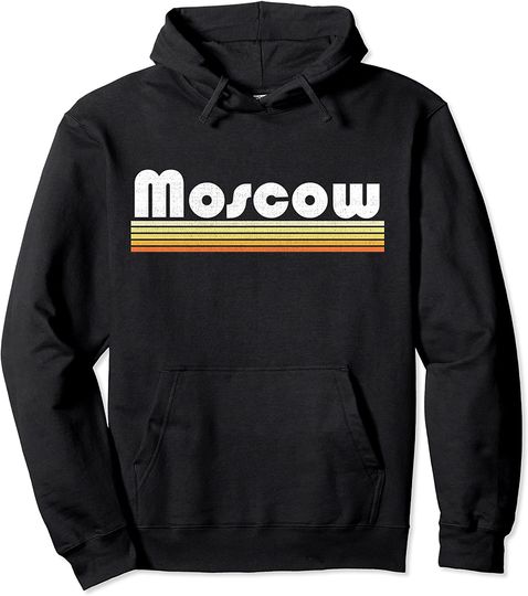 Moscow Russia Retro Style 70s 80s Pullover Hoodie