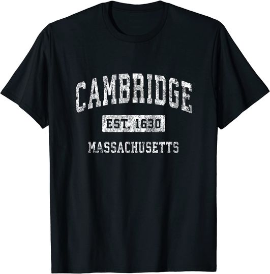 Cambridge Massachusetts MA Vintage Established Sports Design T Shirt