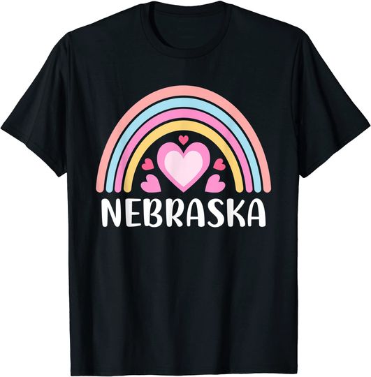 Nebraska Rainbow Hearts T-Shirt