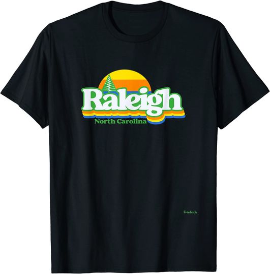 Raleigh North Carolina Sunset Retro T Shirt