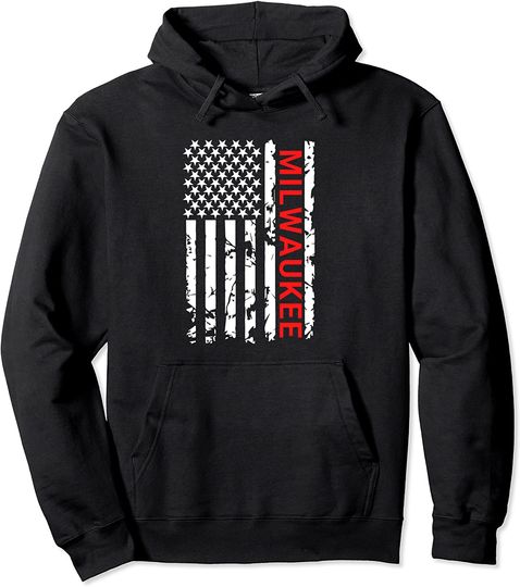 Milwaukee USA Black And White Flag Pullover Hoodie