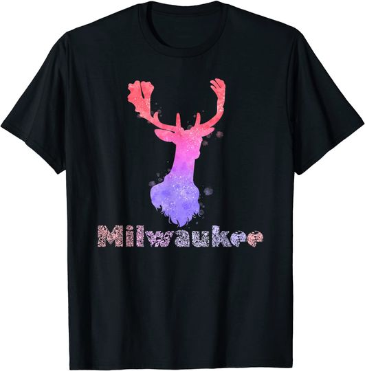 Milwaukee Basketball Deer Head Theme T-Shirt