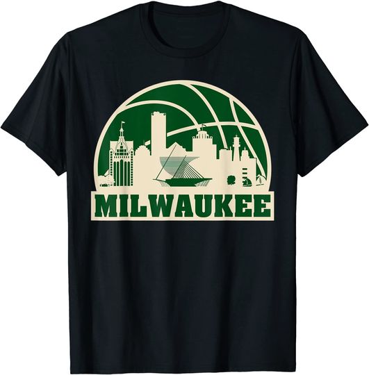 Milwaukee Basketball Vintage Cityscape T-Shirt