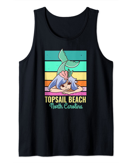 Topsail Beach North Carolina Cute Vacation Mermaid Tank Top
