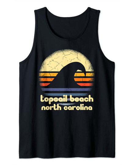 I Love Topsail Beach North Carolina Ocean Wave Tank Top