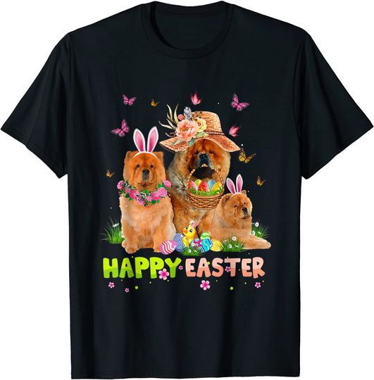 Chow Chow Dog Happy Easter Bunny Eggs Easter T-Shirt