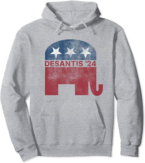 Ron Desantis 2024 Florida Republican Elephant Faded Vintage Pullover Hoodie