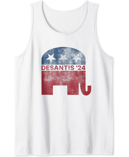 Ron Desantis 2024 Florida Republican Elephant Faded Vintage Tank Top