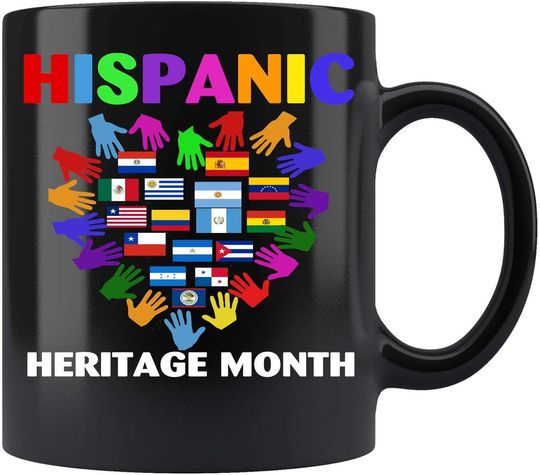 Hispanic Heritage Month All Countries Heart Hands Ceramic Coffee Mug