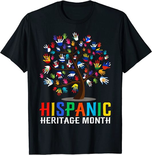 National Hispanic Heritage Month Hand Flag Tree Roots Latino Long Sleeves