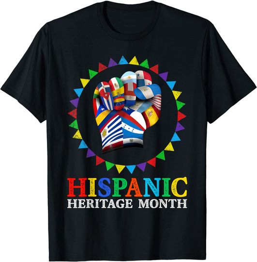 Hispanic Heritage Month Strong Latino Hand Countries Flag Long Sleeves
