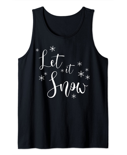 Let It Snow Simple Cursive Snowflakes Design Christmas Tank Top