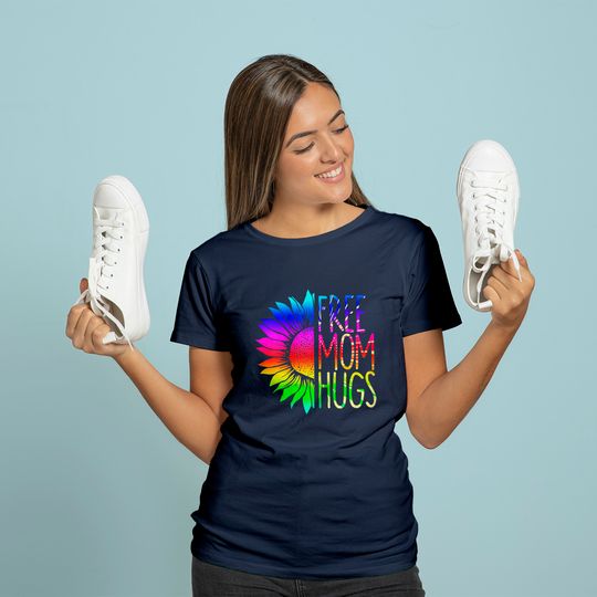 Womens Free Mom Hugs Long Sleeves - LGBT Rainbow Sunflower Long Sleeves Long Sleeves