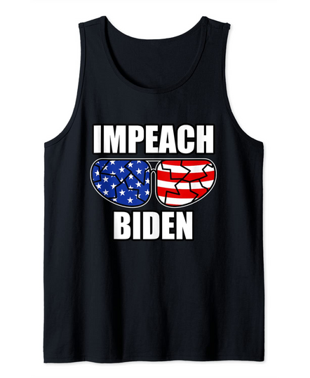 Impeach Biden Cracked Sunglasses 46 Anti Democrat Political Tank Top