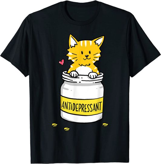Discover Antidepressant Depressive Pills Cat Cute Kitten Love T-Shirt